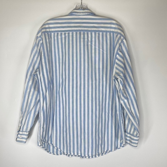 Vintage Gary Daniels Blue & White Striped Long Sleeve Button Up Shirt Size Large - Picture 2 of 8